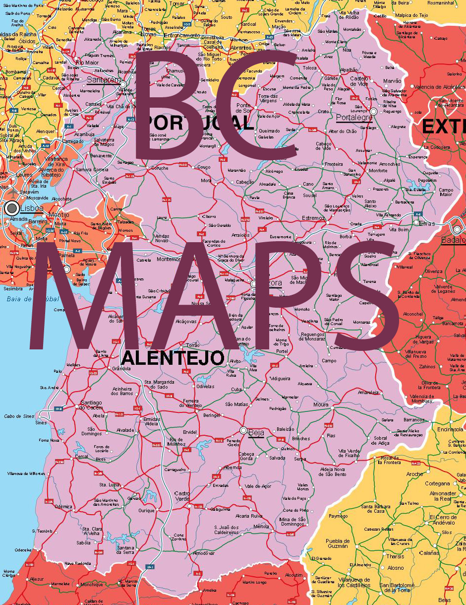 Alentejo Mapa Vectorial Editable Eps Freehand Illustrator Mapas
